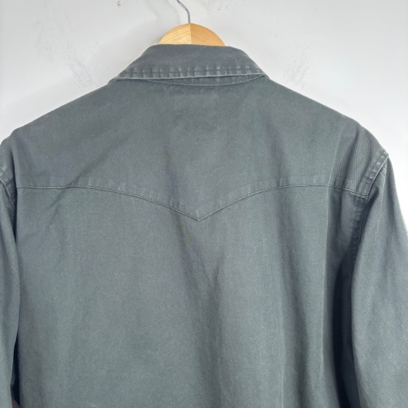 Wrangler Pearl Snap Shirt XL Green Brush Popper Thick Cowboy Western Utility 90s - Picture 5 of 10